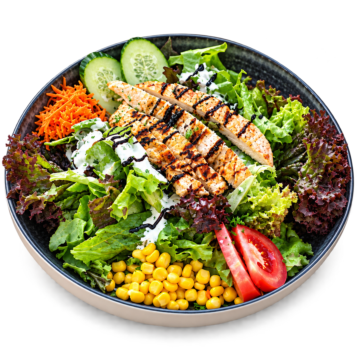 Frischer Salat mit gegrilltem Hähnchen im Le Vécu
