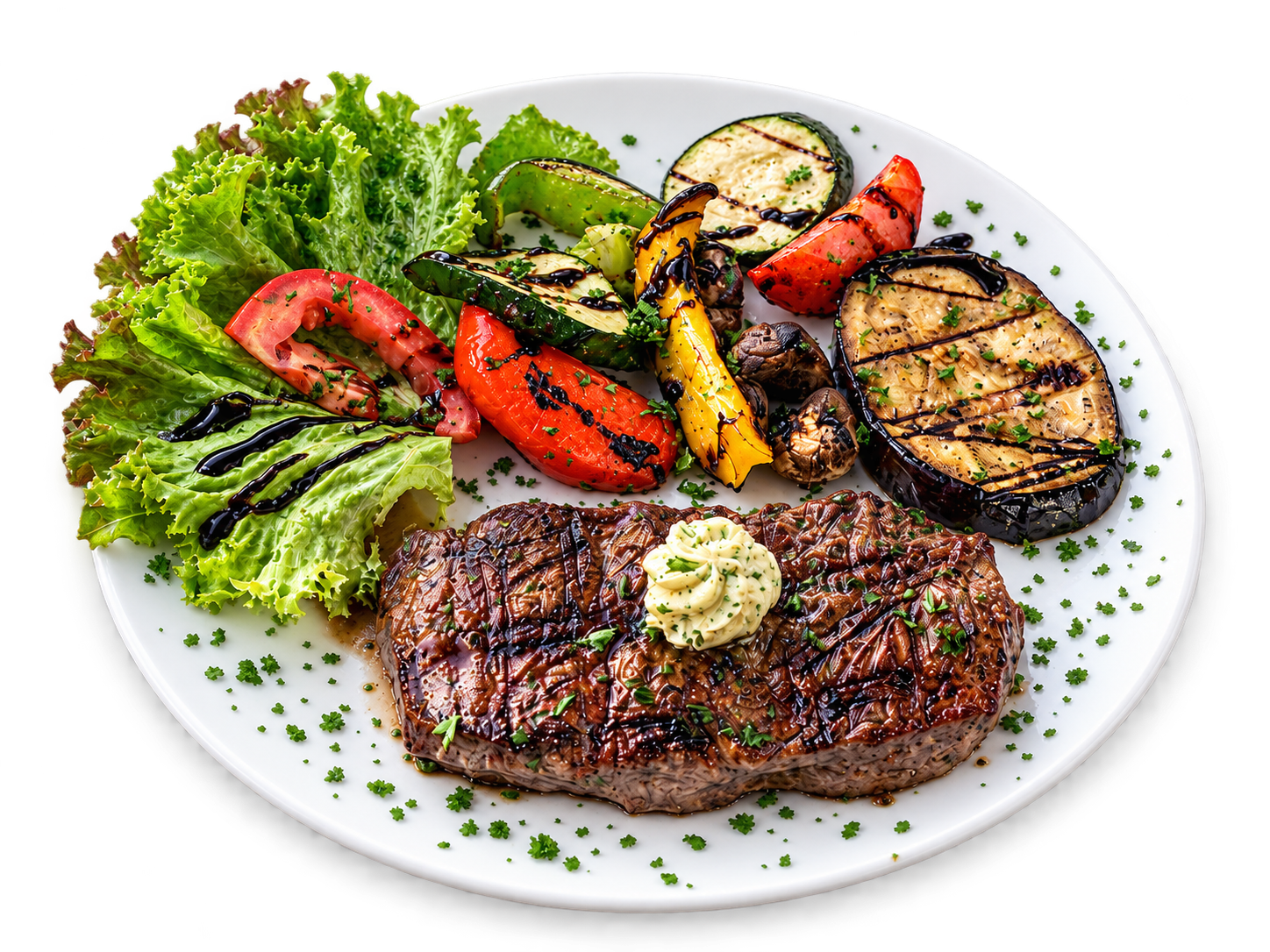 Gegrilltes Steak mit Beilage im Le Vécu