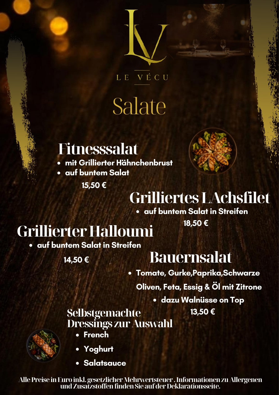 Le Vécu Speisekarte – Seite 2