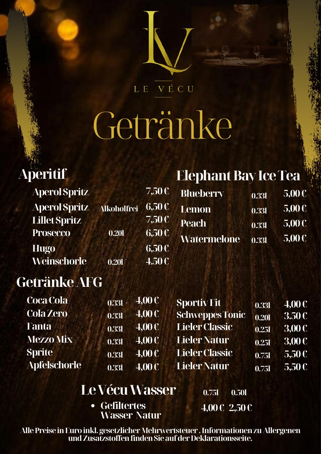 Le Vécu Speisekarte – Seite 7